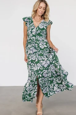 Outlet Baltic Born Kaia Button Maxi Dress | Green Print GreenPrint