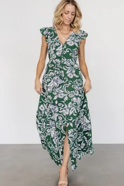Outlet Baltic Born Kaia Button Maxi Dress | Green Print GreenPrint