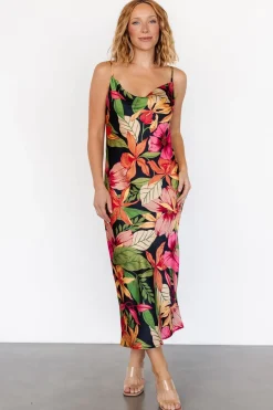 Online Baltic Born Kala Slip Midi Dress | Black Multi Floral BlackMultiFloral