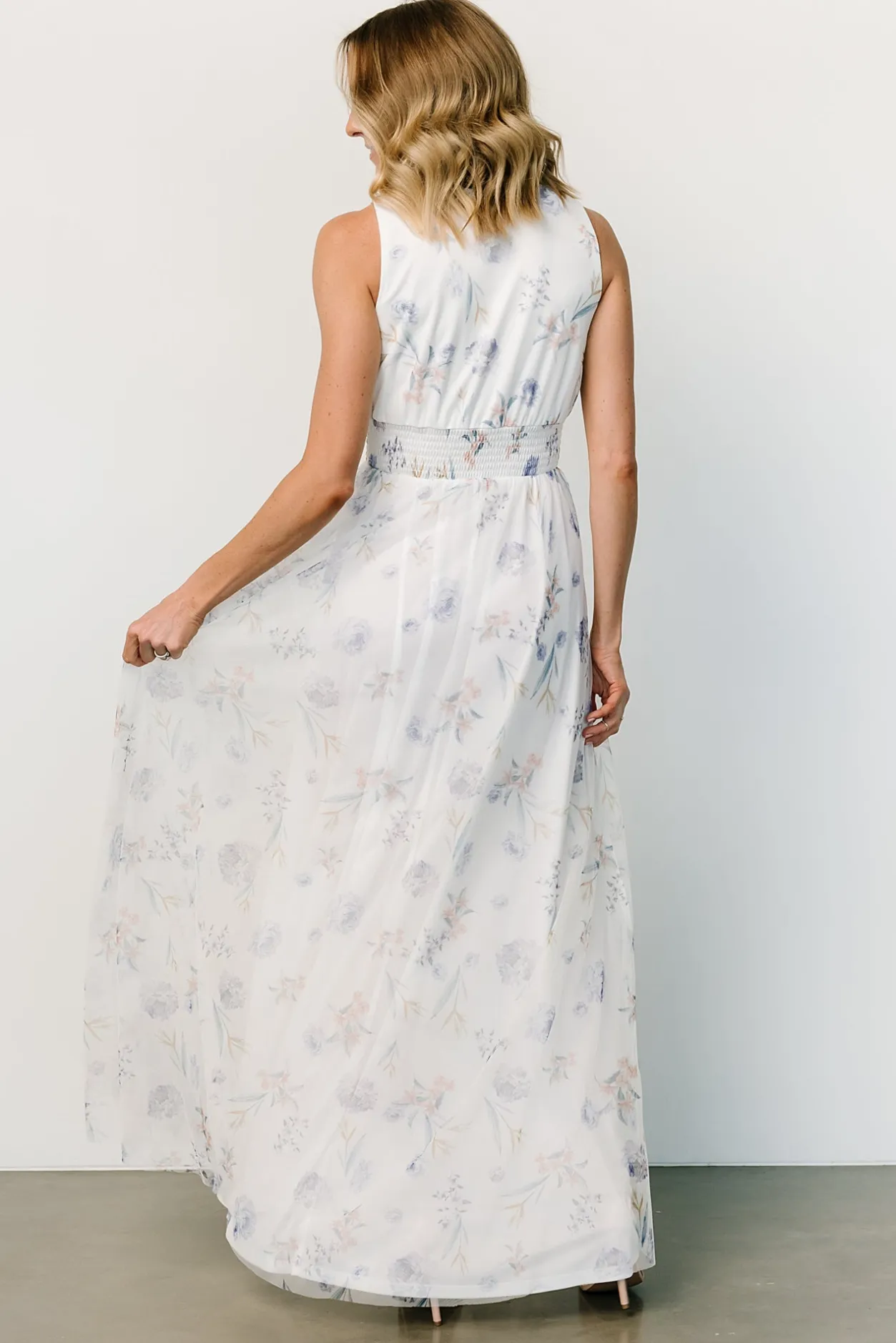 Online Baltic Born Kamila Tulle Maxi Dress | White Floral WhiteFloral