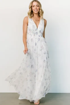 Online Baltic Born Kamila Tulle Maxi Dress | White Floral WhiteFloral