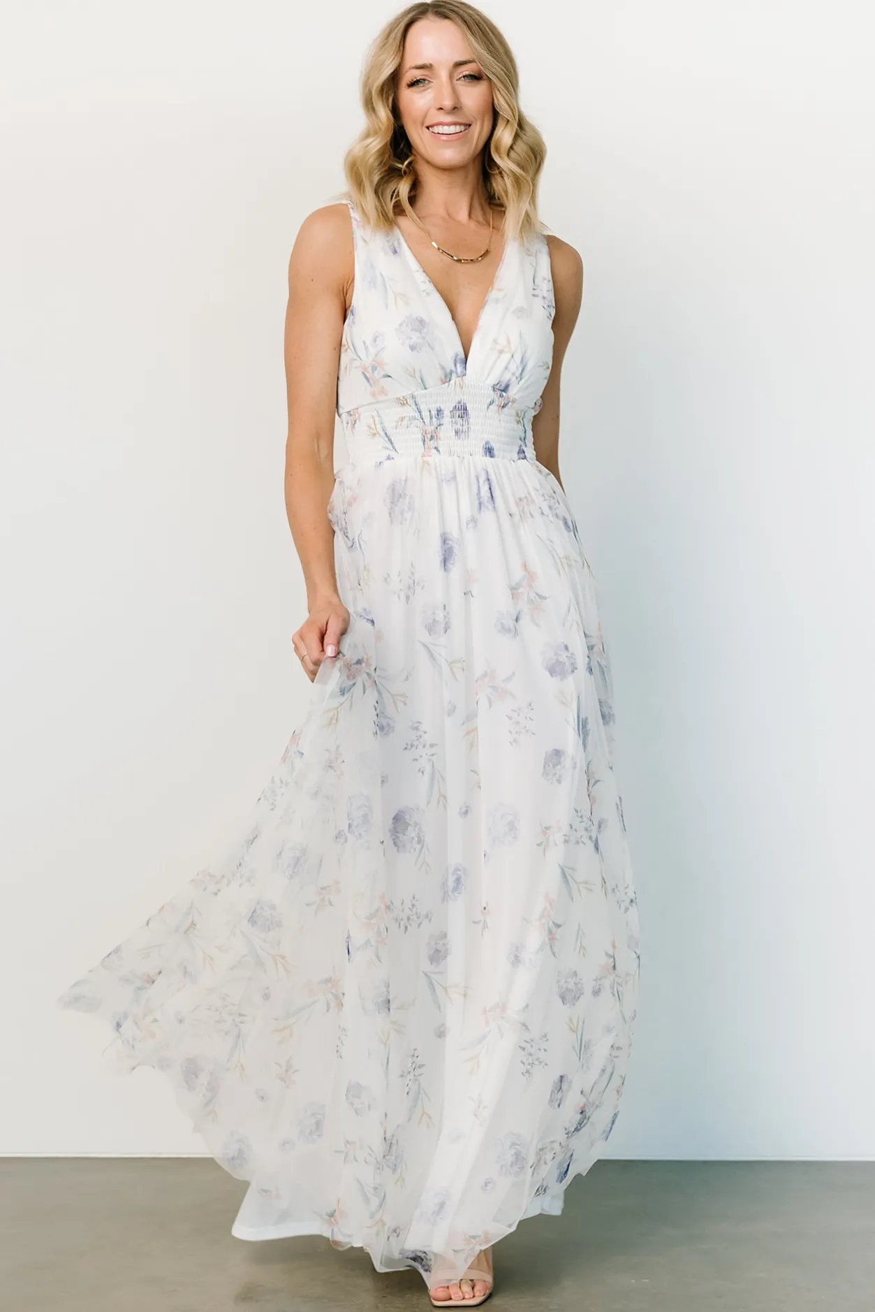 Online Baltic Born Kamila Tulle Maxi Dress | White Floral WhiteFloral