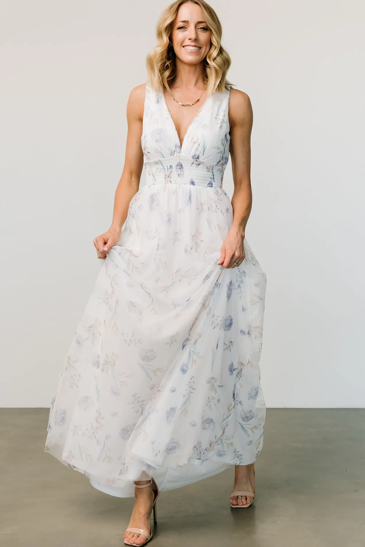 Online Baltic Born Kamila Tulle Maxi Dress | White Floral WhiteFloral