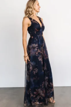Outlet Baltic Born Kamila Tulle Maxi Dress | Dark Blue Floral DarkBlueFloral
