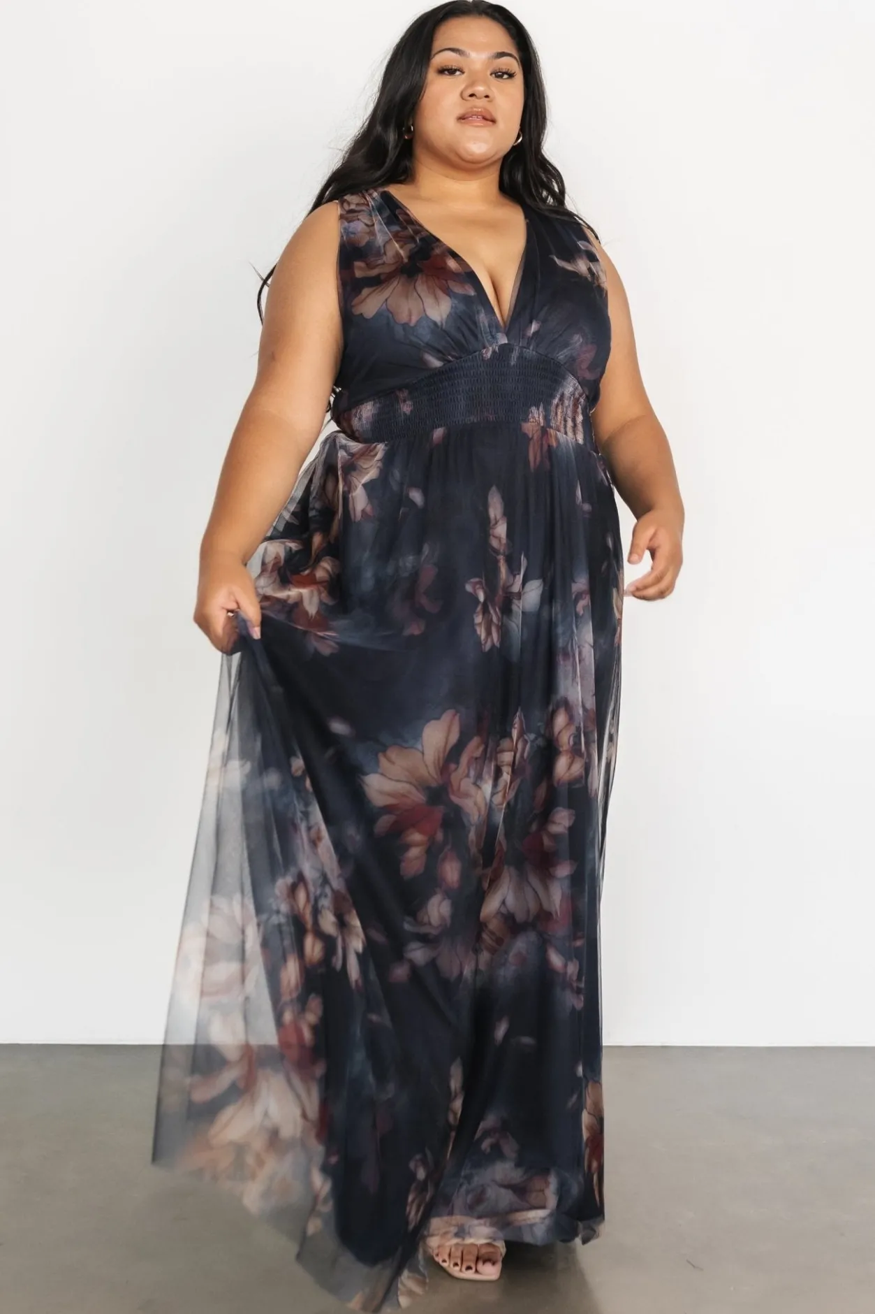 Outlet Baltic Born Kamila Tulle Maxi Dress | Dark Blue Floral DarkBlueFloral