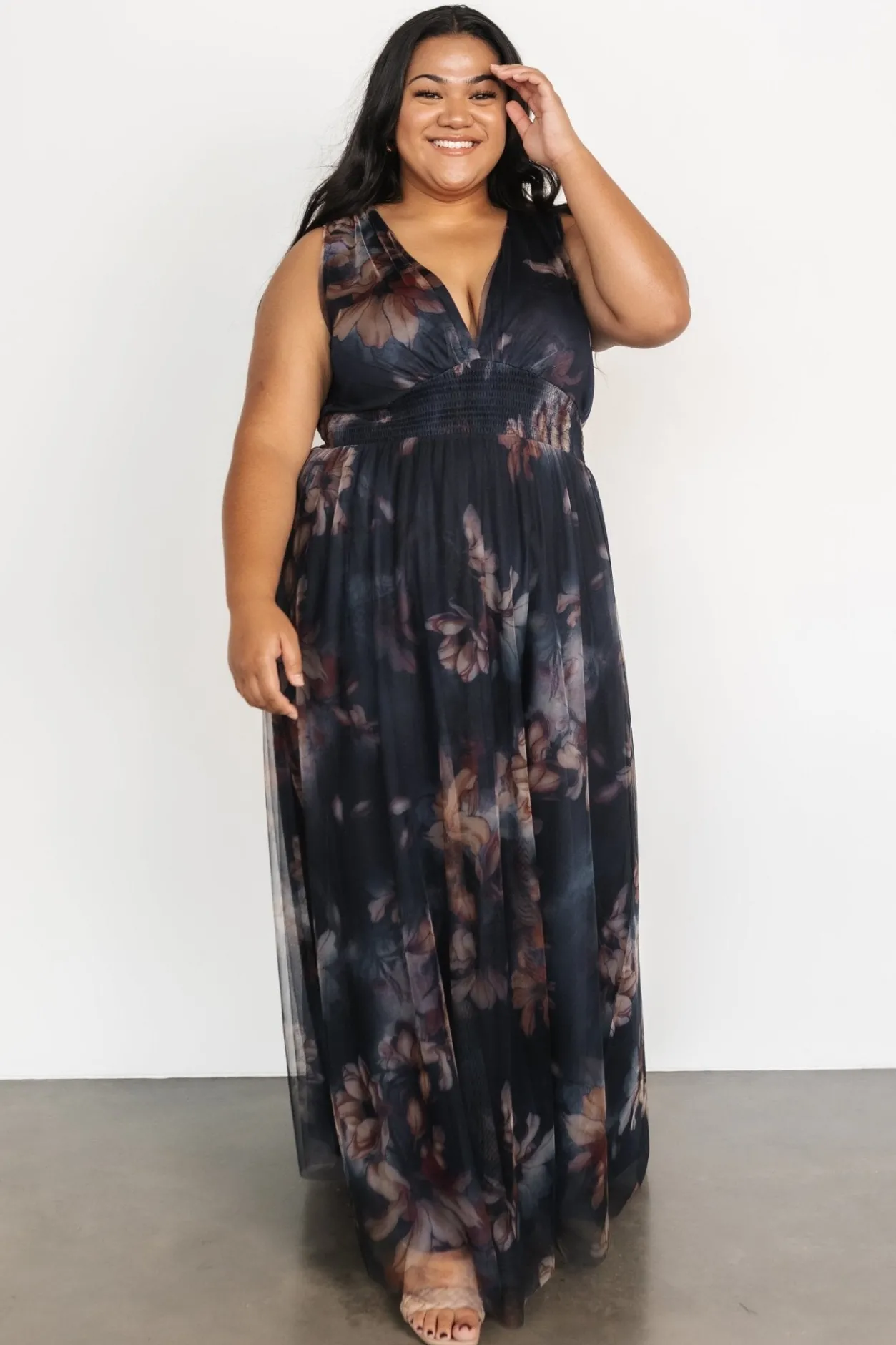 Outlet Baltic Born Kamila Tulle Maxi Dress | Dark Blue Floral DarkBlueFloral