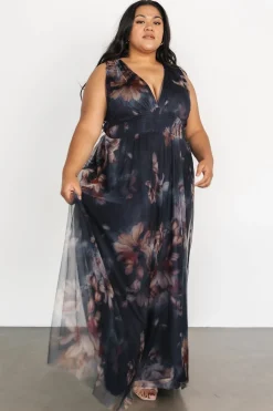 Outlet Baltic Born Kamila Tulle Maxi Dress | Dark Blue Floral DarkBlueFloral