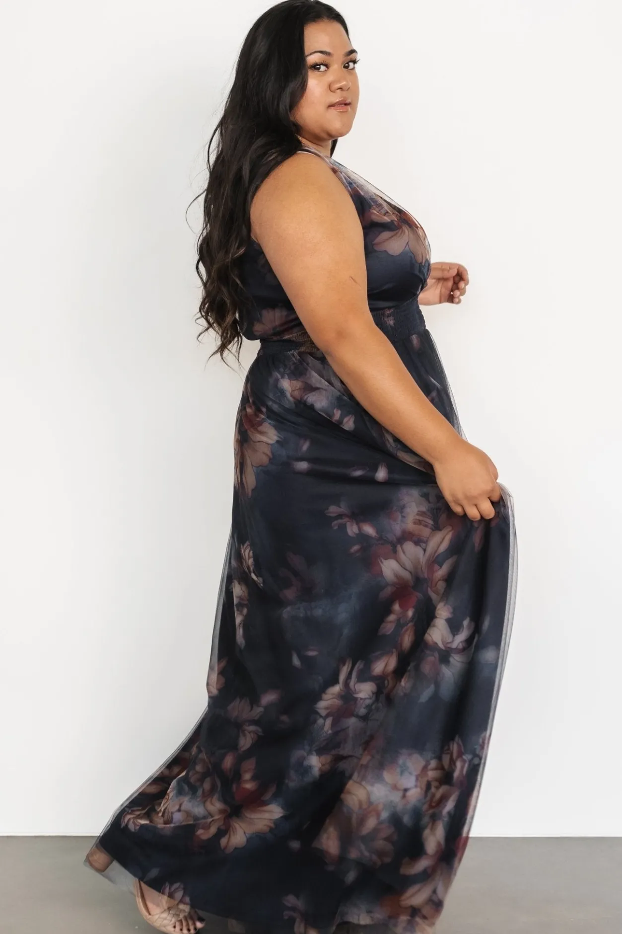 Outlet Baltic Born Kamila Tulle Maxi Dress | Dark Blue Floral DarkBlueFloral