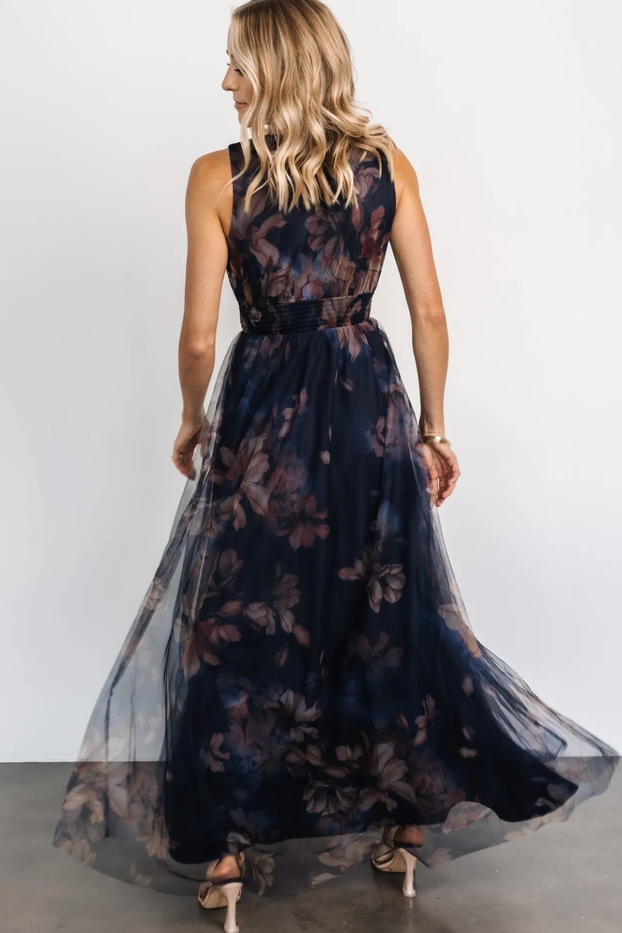Outlet Baltic Born Kamila Tulle Maxi Dress | Dark Blue Floral DarkBlueFloral