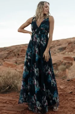 New Baltic Born Kamila Tulle Maxi Dress | Navy Abstract Floral NavyAbstractFloral