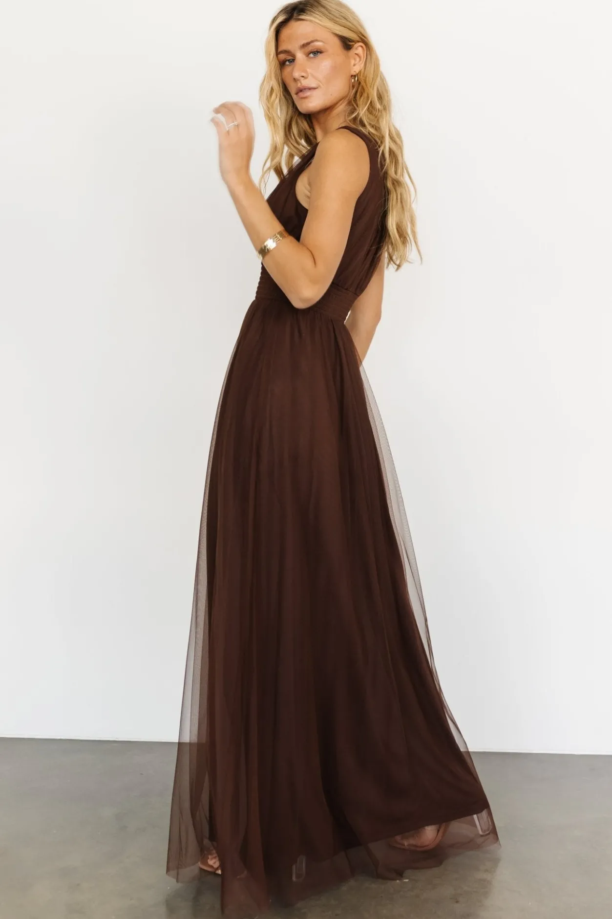Sale Baltic Born Kamila Tulle Maxi Dress | Espresso