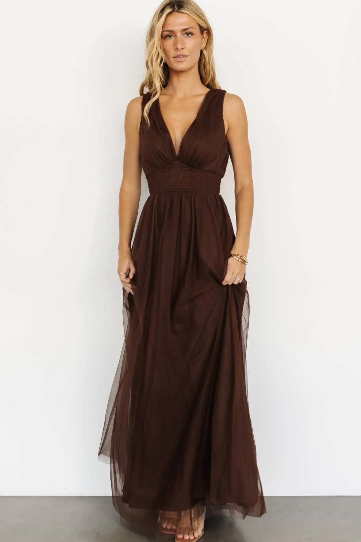 Sale Baltic Born Kamila Tulle Maxi Dress | Espresso