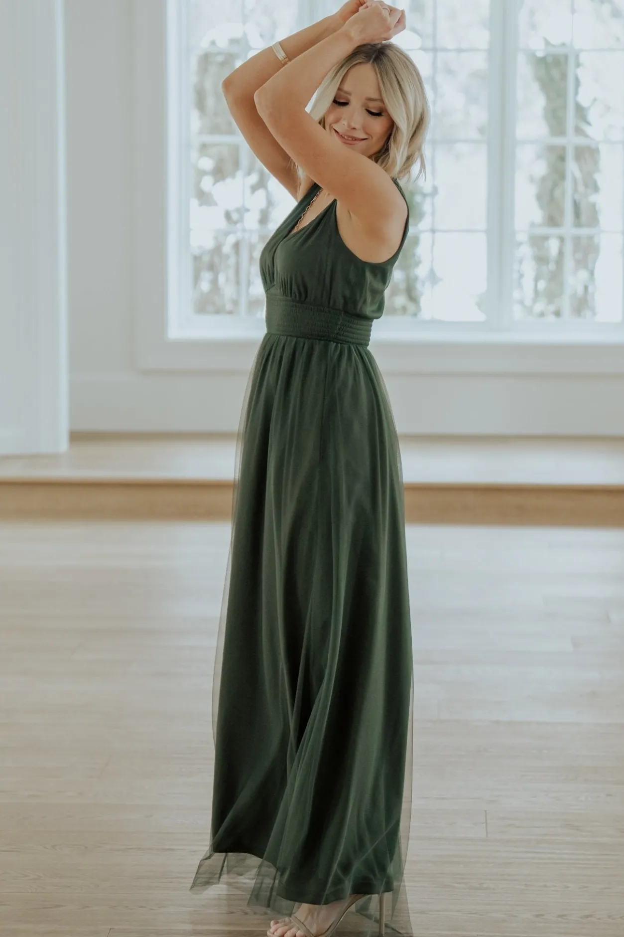Discount Baltic Born Kamila Tulle Maxi Dress | Juniper Green JuniperGreen