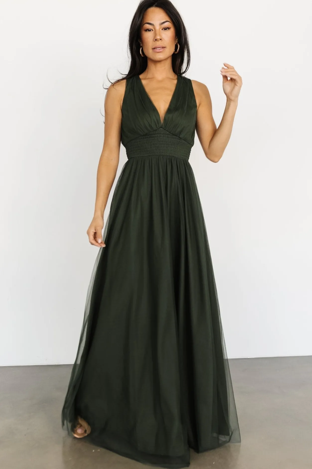 Discount Baltic Born Kamila Tulle Maxi Dress | Juniper Green JuniperGreen