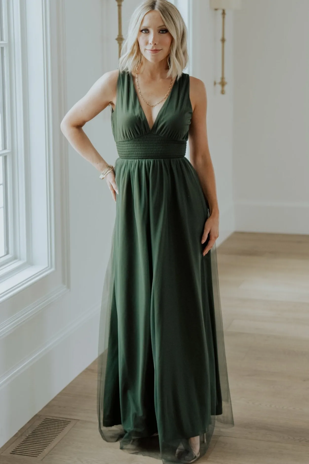 Discount Baltic Born Kamila Tulle Maxi Dress | Juniper Green JuniperGreen