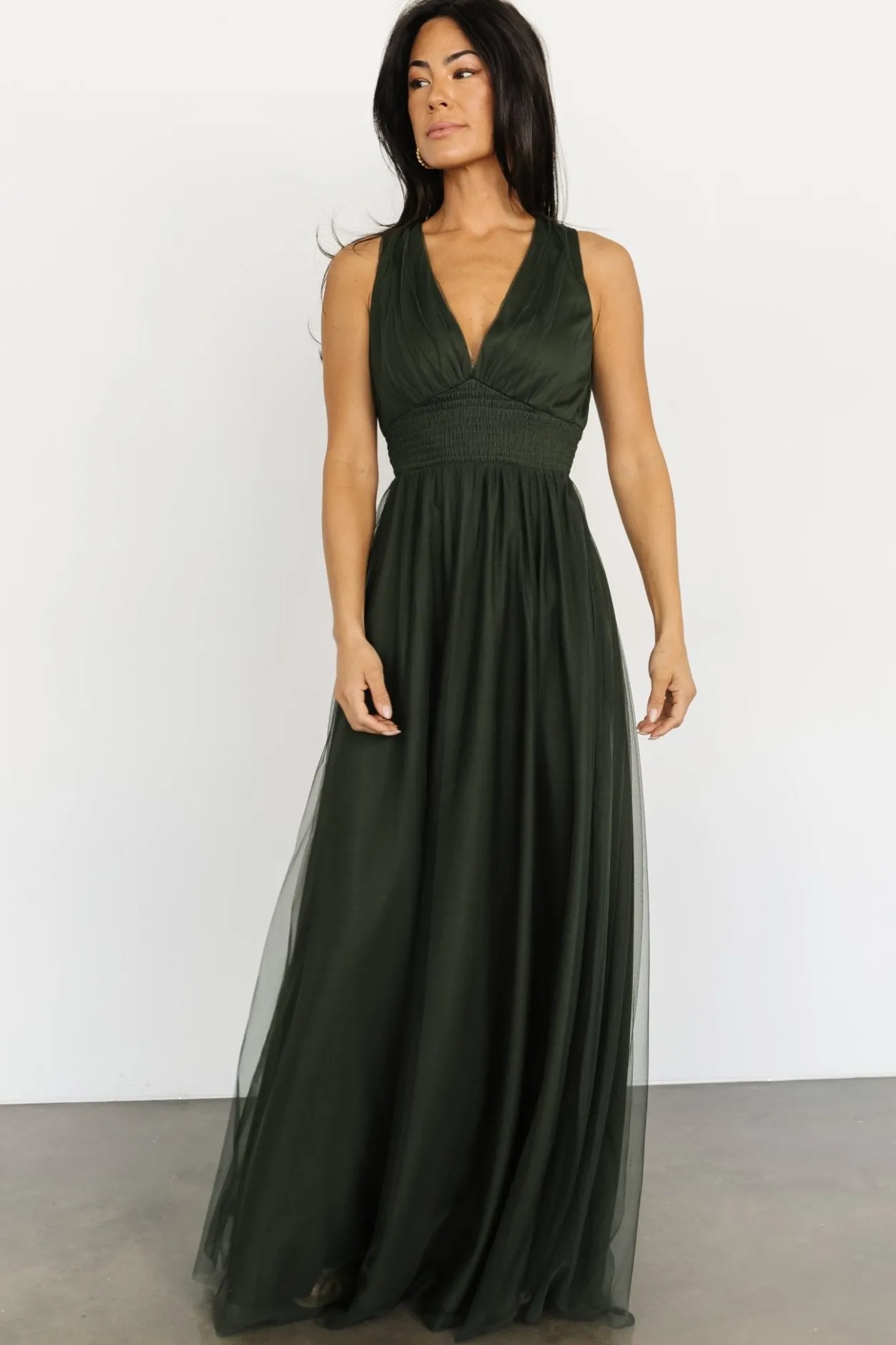 Discount Baltic Born Kamila Tulle Maxi Dress | Juniper Green JuniperGreen