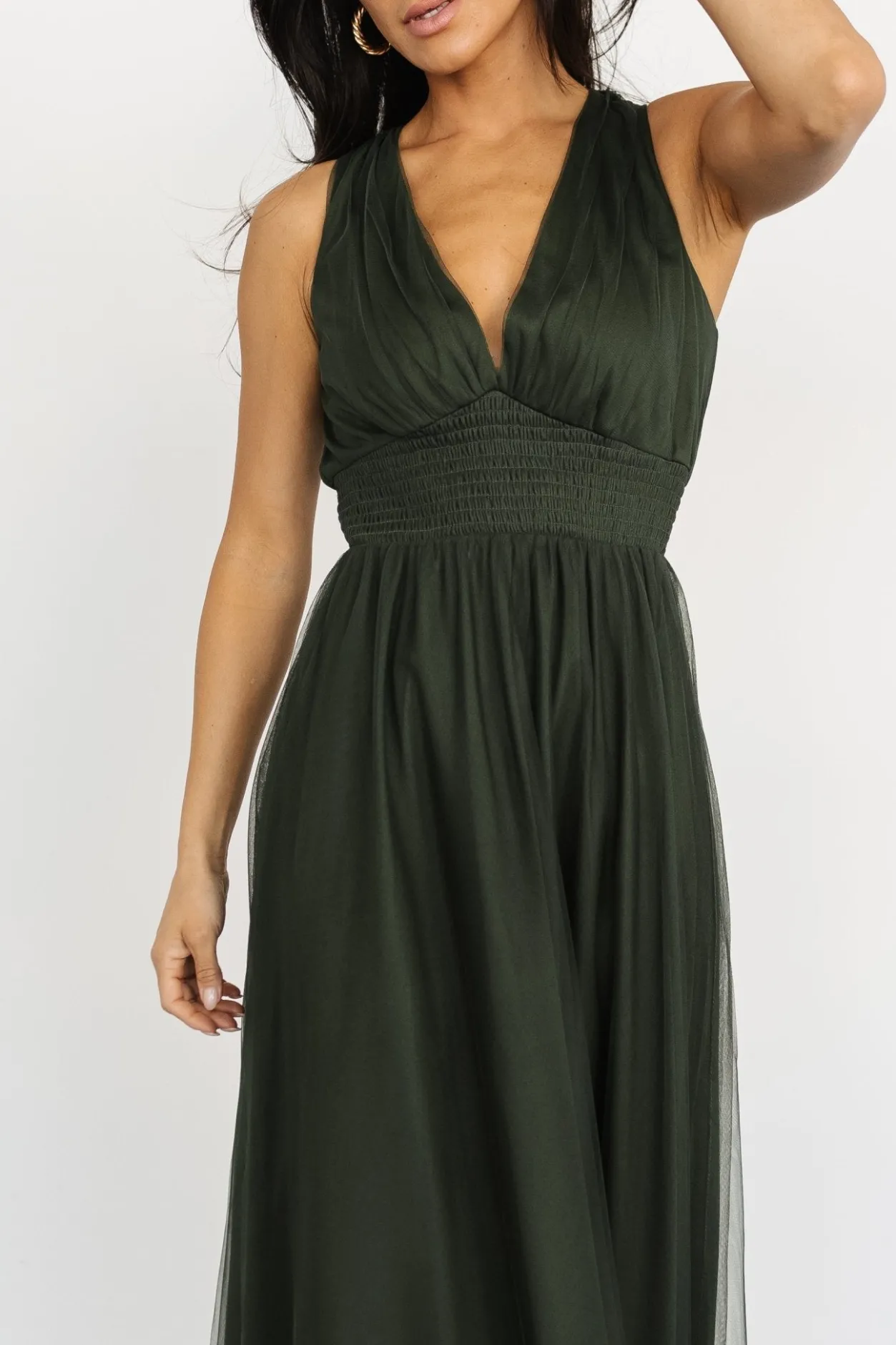 Discount Baltic Born Kamila Tulle Maxi Dress | Juniper Green JuniperGreen