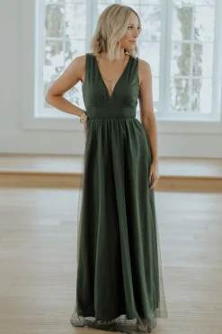 Discount Baltic Born Kamila Tulle Maxi Dress | Juniper Green JuniperGreen