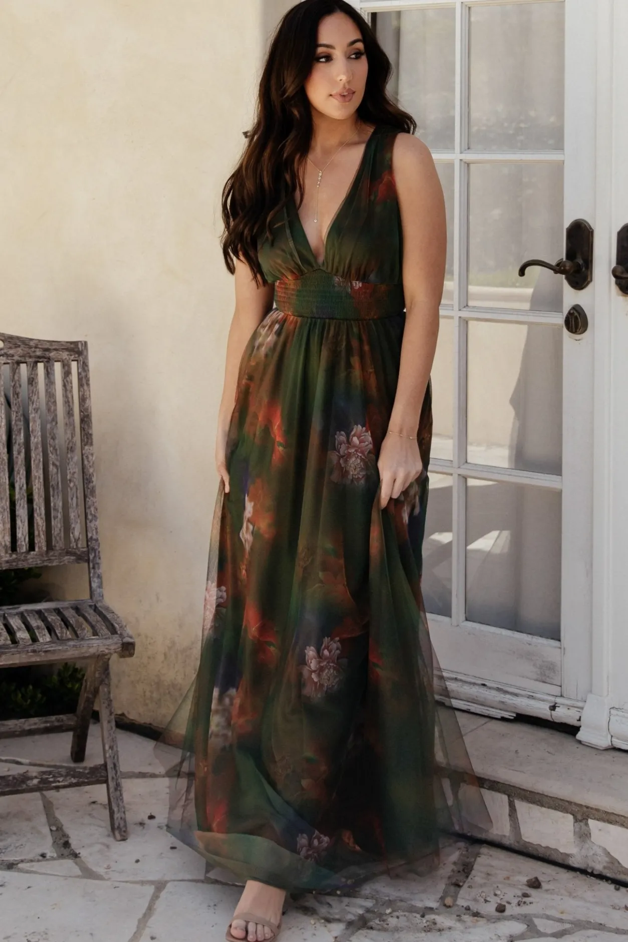 Fashion Baltic Born Kamila Tulle Maxi Dress | Olive Multi Floral OliveMultiFloral