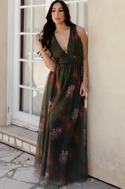Fashion Baltic Born Kamila Tulle Maxi Dress | Olive Multi Floral OliveMultiFloral