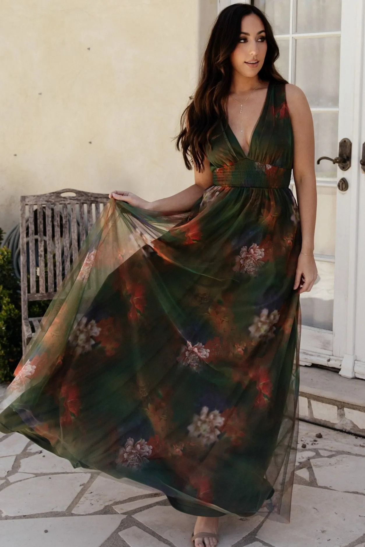 Fashion Baltic Born Kamila Tulle Maxi Dress | Olive Multi Floral OliveMultiFloral