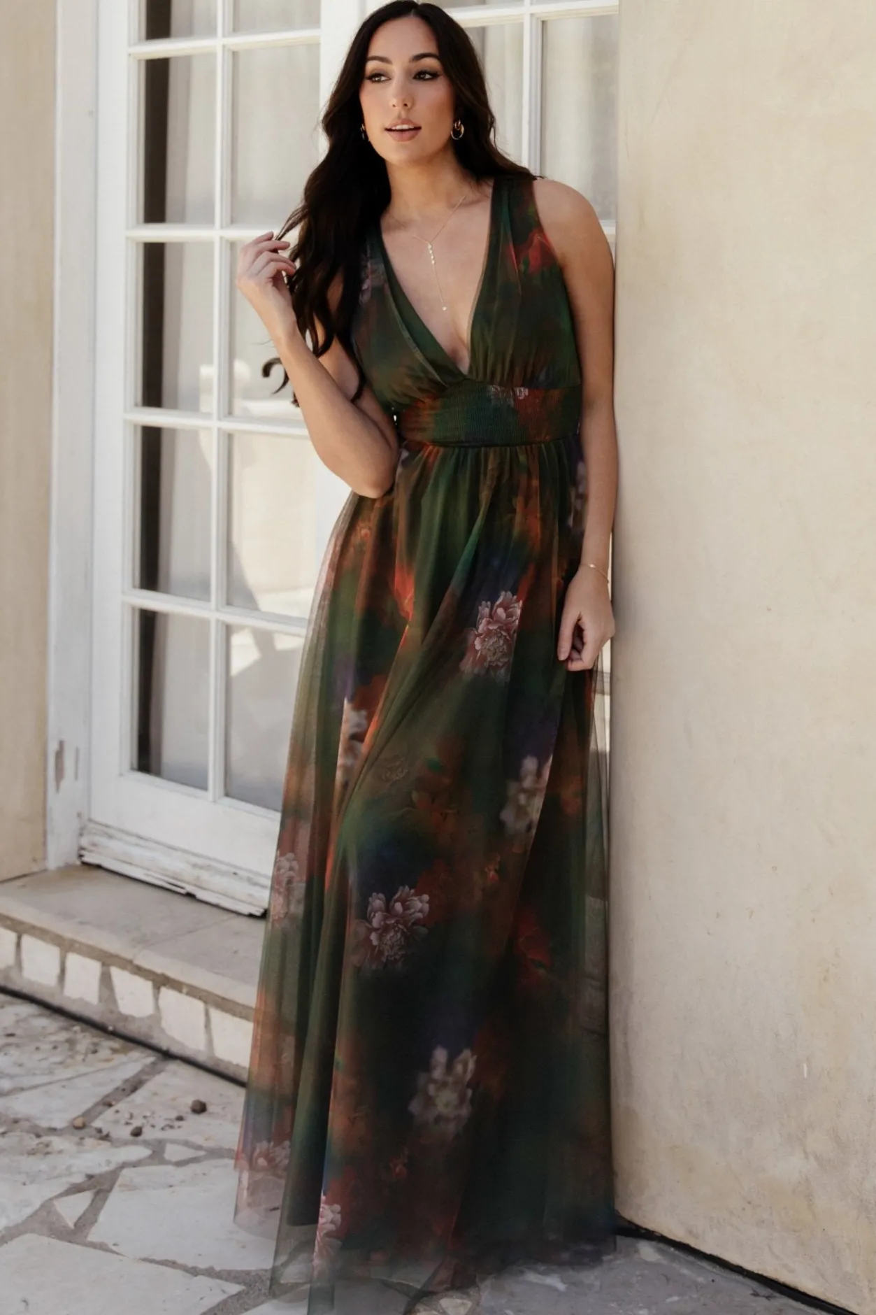 Fashion Baltic Born Kamila Tulle Maxi Dress | Olive Multi Floral OliveMultiFloral