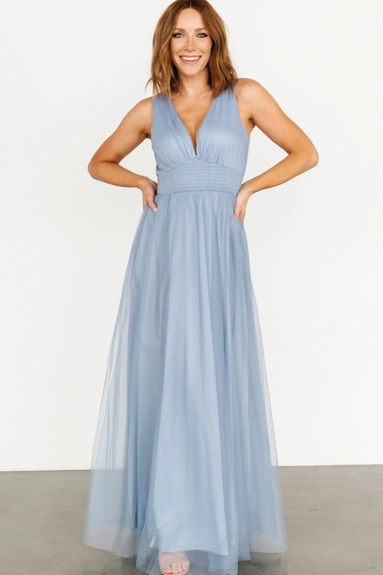 Clearance Baltic Born Kamila Tulle Maxi Dress | Whisper Blue WhisperBlue