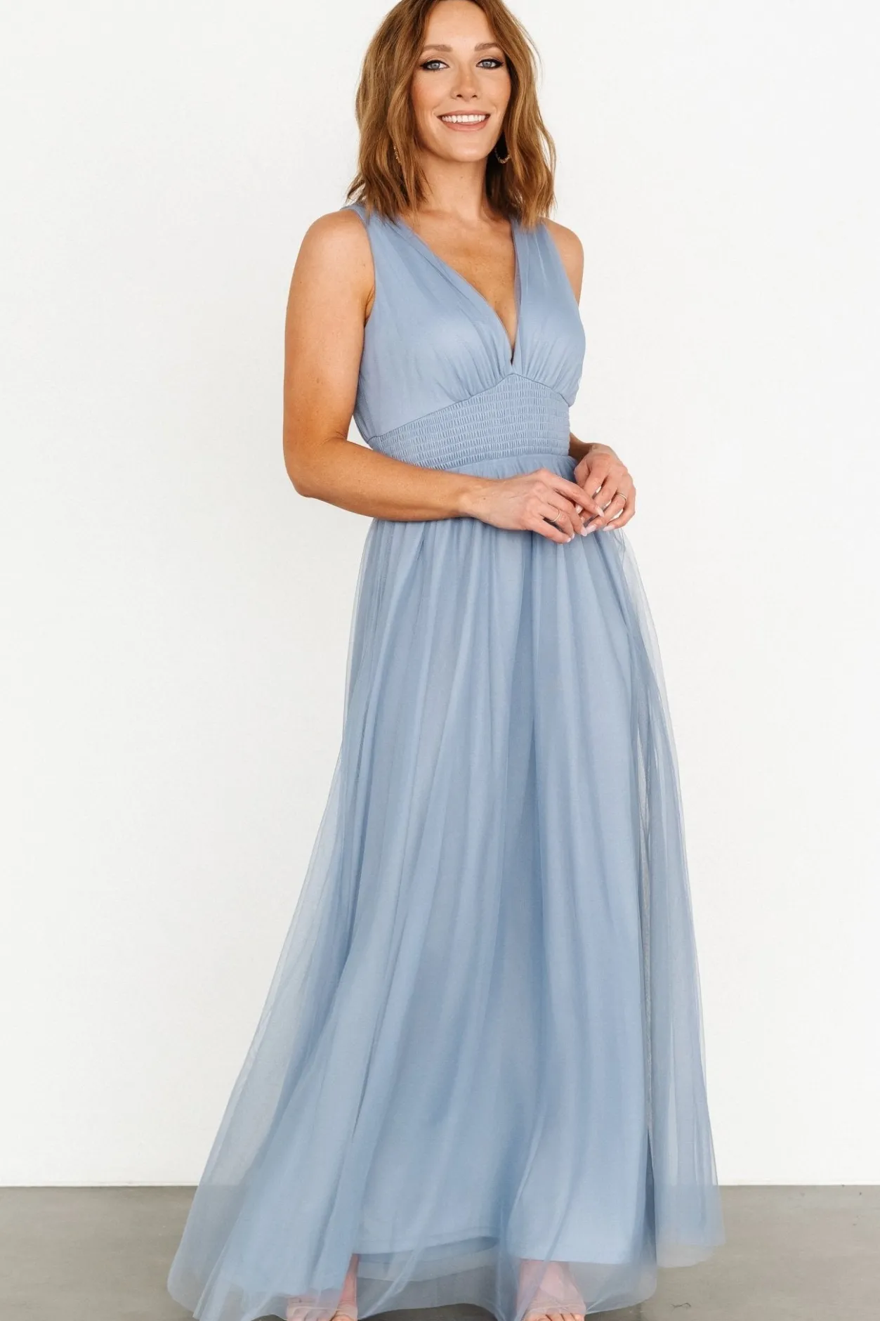 Clearance Baltic Born Kamila Tulle Maxi Dress | Whisper Blue WhisperBlue