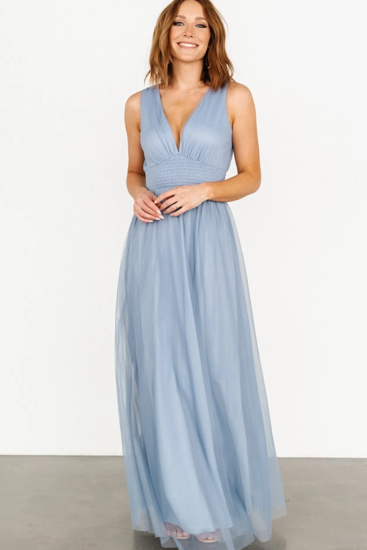 Clearance Baltic Born Kamila Tulle Maxi Dress | Whisper Blue WhisperBlue
