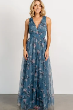 Discount Baltic Born Kamila Tulle Maxi Dress | Blue Multi Floral BlueMultiFloral