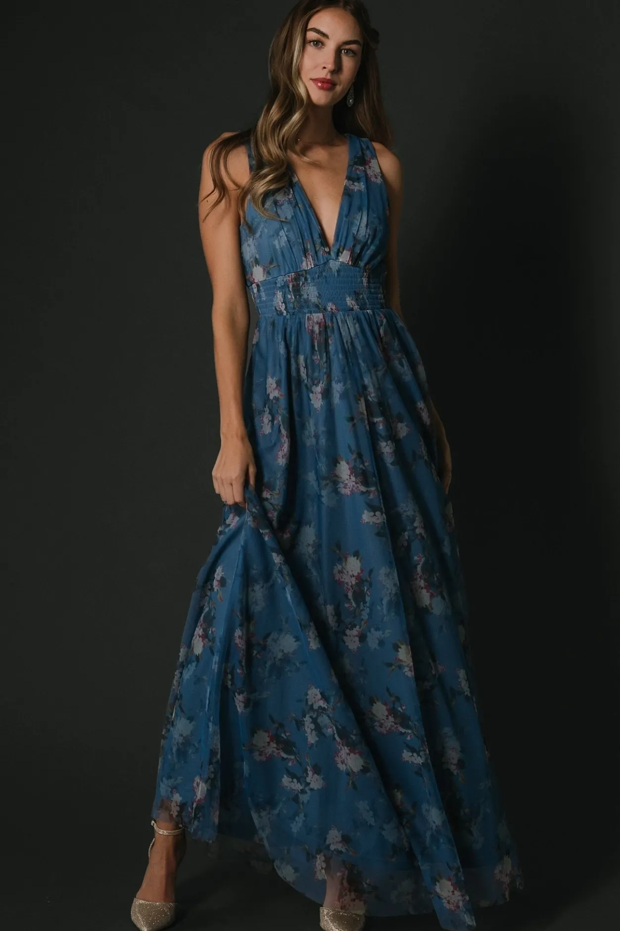 Discount Baltic Born Kamila Tulle Maxi Dress | Blue Multi Floral BlueMultiFloral