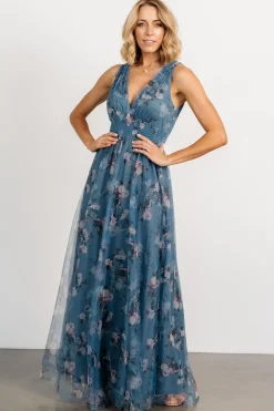 Discount Baltic Born Kamila Tulle Maxi Dress | Blue Multi Floral BlueMultiFloral