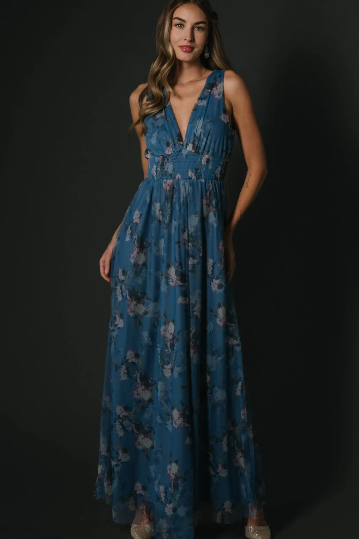 Discount Baltic Born Kamila Tulle Maxi Dress | Blue Multi Floral BlueMultiFloral
