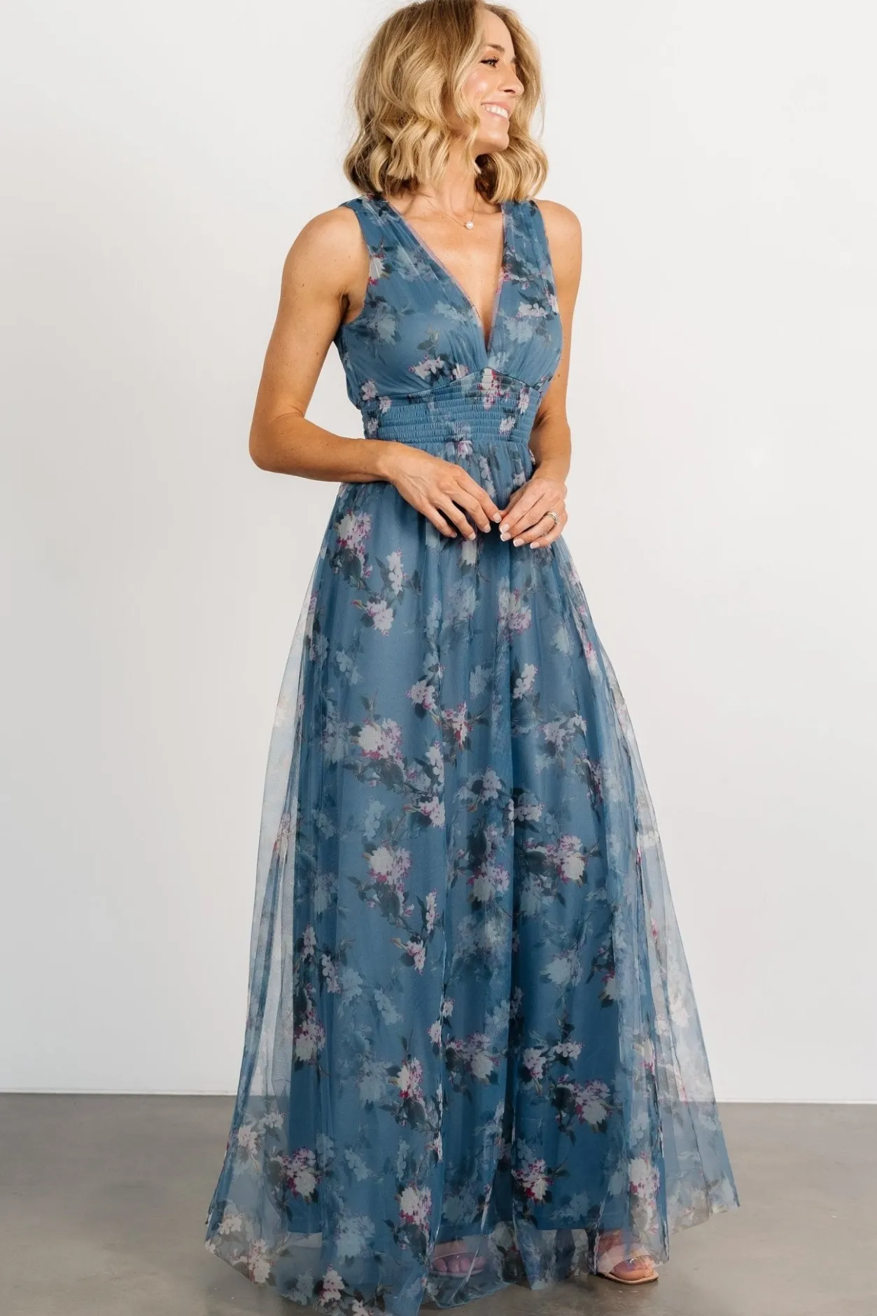 Discount Baltic Born Kamila Tulle Maxi Dress | Blue Multi Floral BlueMultiFloral
