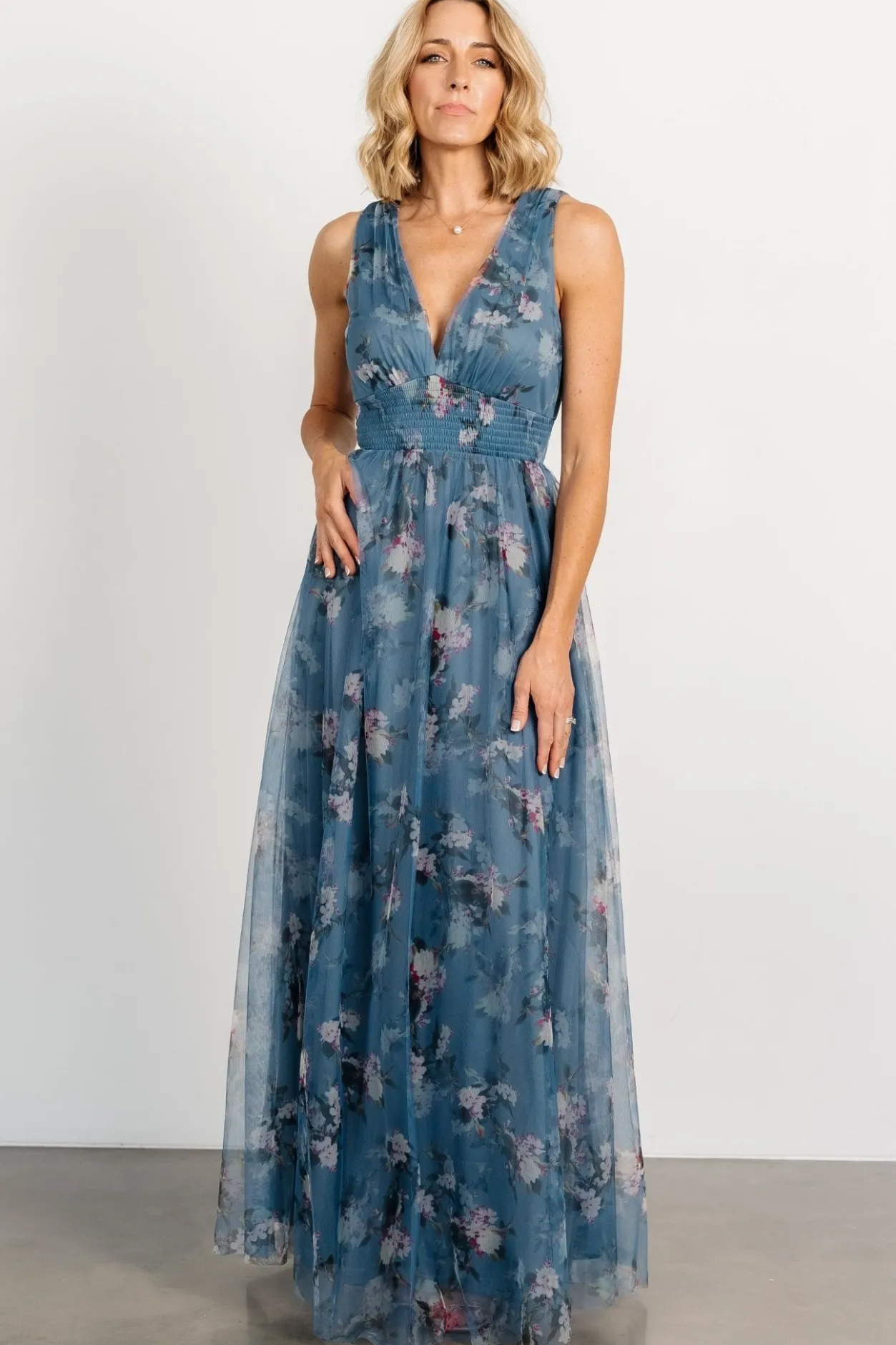 Discount Baltic Born Kamila Tulle Maxi Dress | Blue Multi Floral BlueMultiFloral