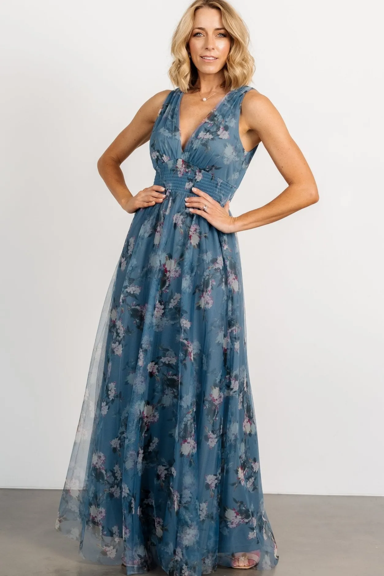 Discount Baltic Born Kamila Tulle Maxi Dress | Blue Multi Floral BlueMultiFloral
