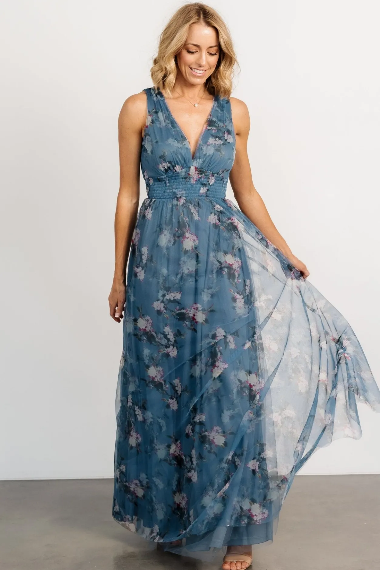 Discount Baltic Born Kamila Tulle Maxi Dress | Blue Multi Floral BlueMultiFloral