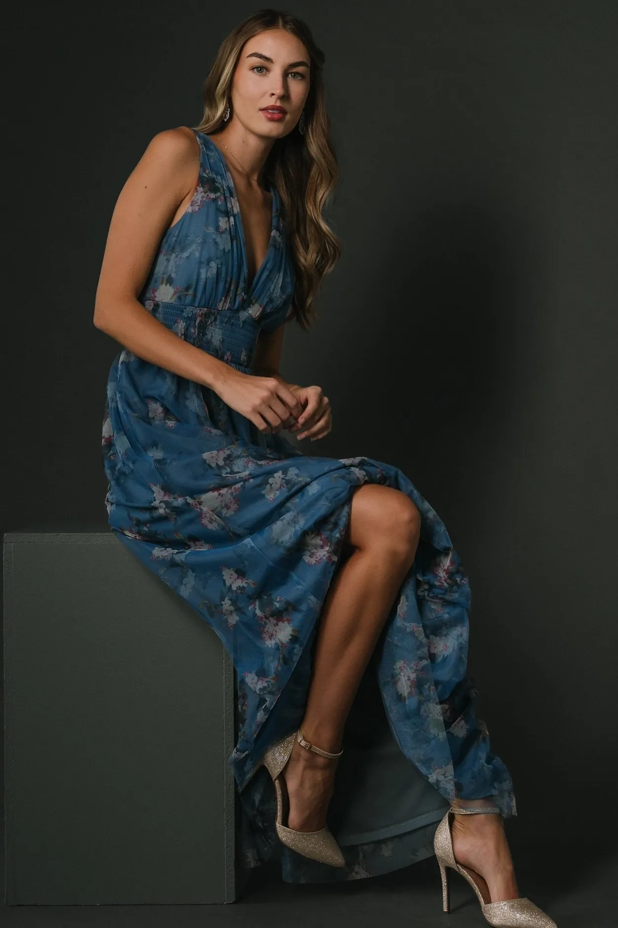 Discount Baltic Born Kamila Tulle Maxi Dress | Blue Multi Floral BlueMultiFloral