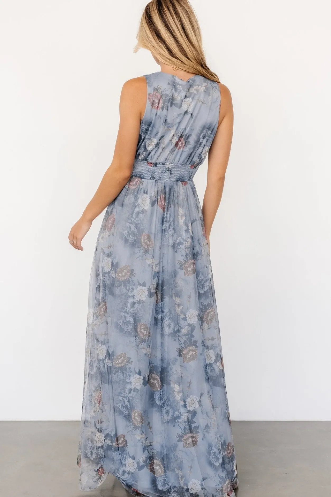 Fashion Baltic Born Kamila Tulle Maxi Dress | Dusty Blue Floral DustyBlueFloral