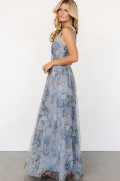 Fashion Baltic Born Kamila Tulle Maxi Dress | Dusty Blue Floral DustyBlueFloral