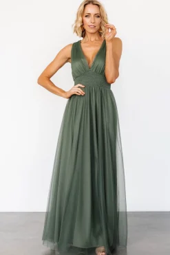 Online Baltic Born Kamila Tulle Maxi Dress | Dark Sage DarkSage