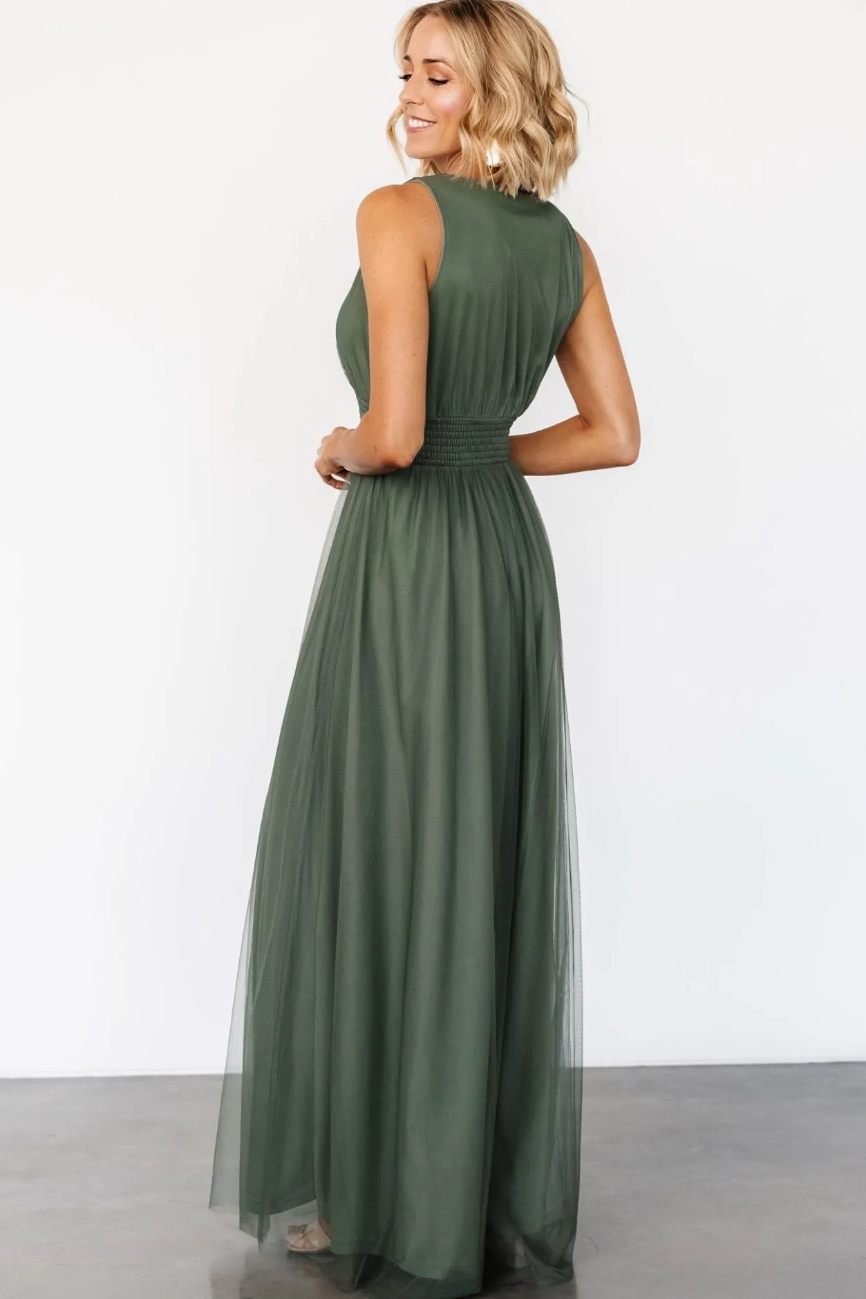 Online Baltic Born Kamila Tulle Maxi Dress | Dark Sage DarkSage