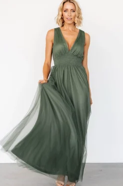 Online Baltic Born Kamila Tulle Maxi Dress | Dark Sage DarkSage