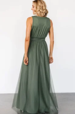 Online Baltic Born Kamila Tulle Maxi Dress | Dark Sage DarkSage