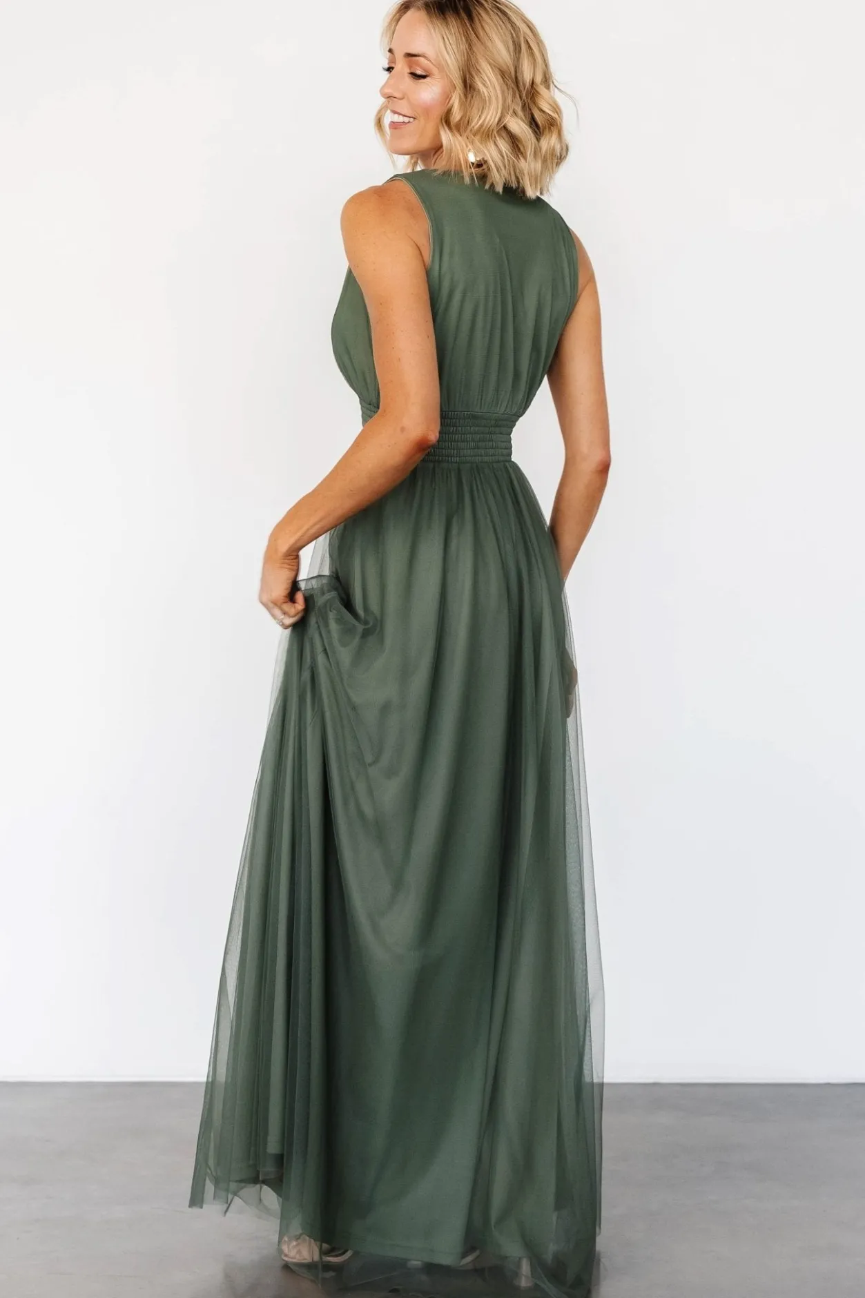 Online Baltic Born Kamila Tulle Maxi Dress | Dark Sage DarkSage