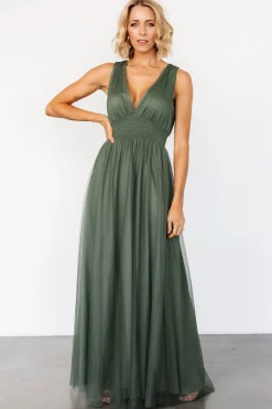Online Baltic Born Kamila Tulle Maxi Dress | Dark Sage DarkSage