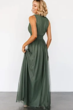 Online Baltic Born Kamila Tulle Maxi Dress | Dark Sage DarkSage