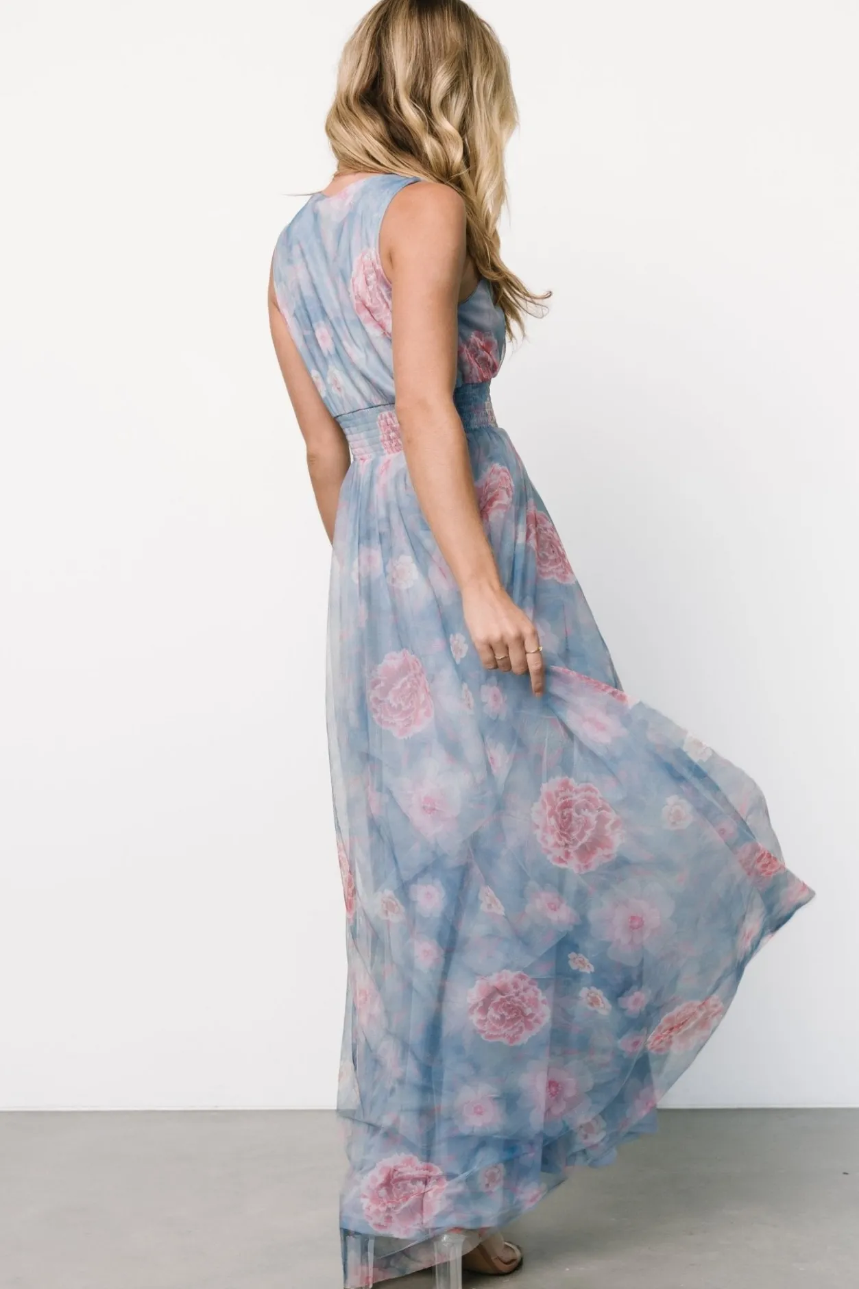 New Baltic Born Kamila Tulle Maxi Dress | Light Blue + Pink Floral LightBlue+PinkFloral