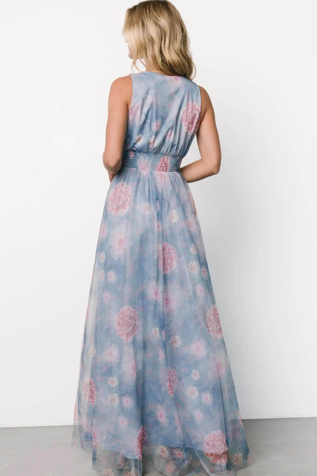 New Baltic Born Kamila Tulle Maxi Dress | Light Blue + Pink Floral LightBlue+PinkFloral