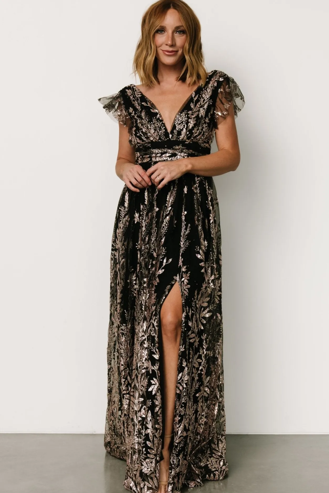 Fashion Baltic Born Karina Shimmer Gown | Black + Rose Gold Black+RoseGold